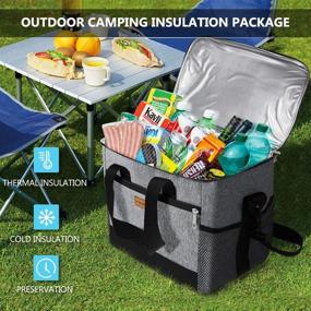 img 1 attached to 👜 TAOCOCO Collapsible Cooler Bag: 50 Can Insulated Leakproof Soft-Sided Tote with Shoulder Strap, Bottle Opener, and Pockets for Outdoor Travel, Beach, Picnic, BBQ (Gray)