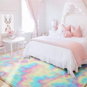 img 3 attached to 🌈 Soft Rainbow Rug for Girls Room: 5 x 8 Feet Fuzzy Cute Colorful Area Rug for Kid Bedroom Nursery - Home Decor Floor Carpet by Toneed