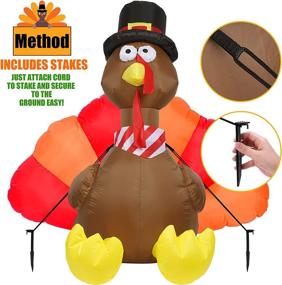 img 1 attached to 🦃 LAOSSC 6 FT Halloween Inflatable Turkey: Outdoor & Indoor Décor with LED Lights for an Enchanting Halloween & Thanksgiving Ambiance