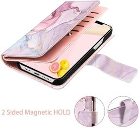 img 2 attached to Fingic Rose Gold Marble iPhone 12 Pro Max Wallet Case – 9 Card Holder 📱 PU Leather Detachable Wrist Strap Cover for Women, Compatible with Apple iPhone 12 Pro Max 6.7-inch