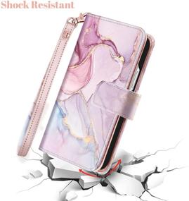 img 1 attached to Fingic Rose Gold Marble iPhone 12 Pro Max Wallet Case – 9 Card Holder 📱 PU Leather Detachable Wrist Strap Cover for Women, Compatible with Apple iPhone 12 Pro Max 6.7-inch