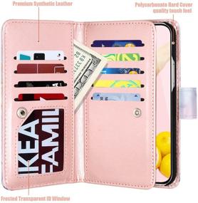 img 3 attached to Fingic Rose Gold Marble iPhone 12 Pro Max Wallet Case – 9 Card Holder 📱 PU Leather Detachable Wrist Strap Cover for Women, Compatible with Apple iPhone 12 Pro Max 6.7-inch