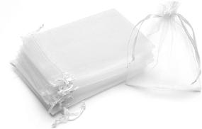 img 3 attached to High-quality Volanic Sheer Organza Bags with Drawstring: Perfect for Candy, Jewelry, Party, Wedding Favors, and Gifts - Set of 100PCS 4X6 Inch