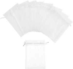 img 1 attached to High-quality Volanic Sheer Organza Bags with Drawstring: Perfect for Candy, Jewelry, Party, Wedding Favors, and Gifts - Set of 100PCS 4X6 Inch