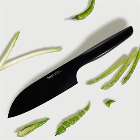 img 3 attached to 🔪 Нож Hast Santoku - 6.3 " - Высокая производительность - Порошковая сталь - Испатентованная - Японский стиль лезвия - Награды и призы за минималистичный дизайн - Эргономичная рукоятка - Минималистичное украшение кухни (Титаново-черный)