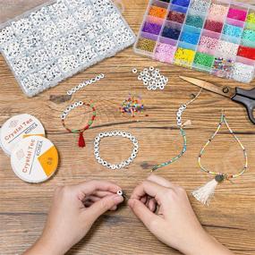 img 2 attached to 📿 WATSABRO Letter Pony Beads Kit: 4800 Pcs Glass Seed Beads for Jewelry Making, Alphabet Waist Beads Plastic Kit for Crafts - Perfect for Kids, Girls, and Adults - Includes Elastic String