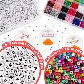 img 3 attached to 📿 WATSABRO Letter Pony Beads Kit: 4800 Pcs Glass Seed Beads for Jewelry Making, Alphabet Waist Beads Plastic Kit for Crafts - Perfect for Kids, Girls, and Adults - Includes Elastic String