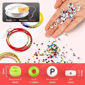 img 1 attached to 📿 WATSABRO Letter Pony Beads Kit: 4800 Pcs Glass Seed Beads for Jewelry Making, Alphabet Waist Beads Plastic Kit for Crafts - Perfect for Kids, Girls, and Adults - Includes Elastic String