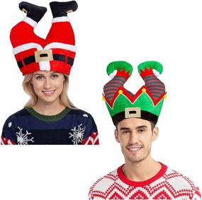 img 4 attached to 🎅 Festive Santa and Elf Pants Hats: Fun Dress Up for Christmas Party Celebrations, Winter Favors, Decorations, and Costume Accessories