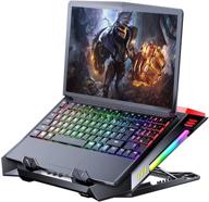 rgb laptop cooling pad with dual blower+gaming laptop cooler +10 rgb lighting modes 💻 + highly stable and silent laptop stand + compatible up to 17 inches+ ergonomic design (black&amp;red) logo