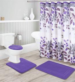 img 1 attached to 🛁 Kids Zone Home Linen Purple Bathroom Collection - 16pc Bathroom Accessory Set Including Non-Slip Bath Mat, Contour Mat, Toilet Lid Cover, Shower Curtain, and Roller Hooks