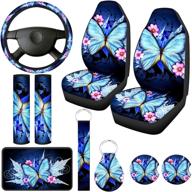 🦋 frienda 10-piece car interior covers set: trendy butterfly car seat covers, steering wheel cover, and more! logo