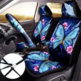img 3 attached to 🦋 Frienda 10-Piece Car Interior Covers Set: Trendy Butterfly Car Seat Covers, Steering Wheel Cover, and More!