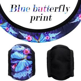 img 1 attached to 🦋 Frienda 10-Piece Car Interior Covers Set: Trendy Butterfly Car Seat Covers, Steering Wheel Cover, and More!