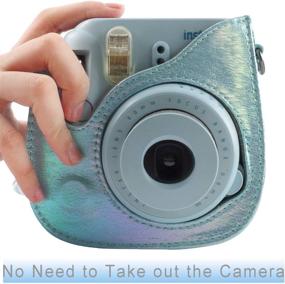 img 1 attached to 📸 Синий защитный и портативный чехол для камер Polaroid & Fujifilm Instax Mini 11/9/8/8+ с карманом для аксессуаров, регулируемым ремешком