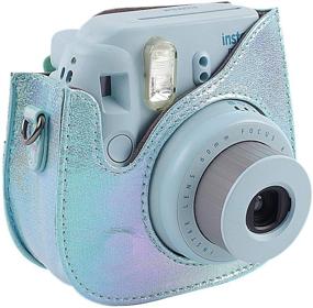 img 3 attached to 📸 Синий защитный и портативный чехол для камер Polaroid & Fujifilm Instax Mini 11/9/8/8+ с карманом для аксессуаров, регулируемым ремешком