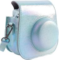 📸 синий защитный и портативный чехол для камер polaroid & fujifilm instax mini 11/9/8/8+ с карманом для аксессуаров, регулируемым ремешком логотип