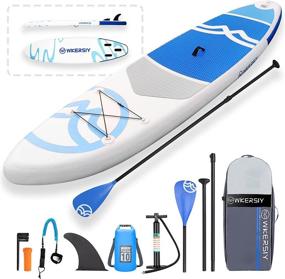 img 4 attached to 🏄 Wkersiy 10'6"x33"x6" Inflatable Stand Up Paddle Board for Adults with Accessories & Backpack - Premium SUP, Non-Slip Deck, 3-Fin Design, Waterproof Hand Pump and Leash