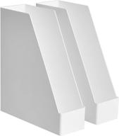 📚 organize your desk in style with amazon basics plastic magazine rack - white, 2-pack logo