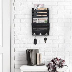 img 1 attached to Unistyle Rustic Mail Organizer Wall Mount: 4 Key 📬 Hooks, Mail Holder, Letter Holder & Key Hanger for Wall