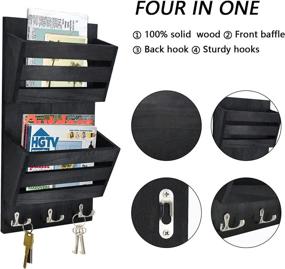 img 3 attached to Unistyle Rustic Mail Organizer Wall Mount: 4 Key 📬 Hooks, Mail Holder, Letter Holder & Key Hanger for Wall