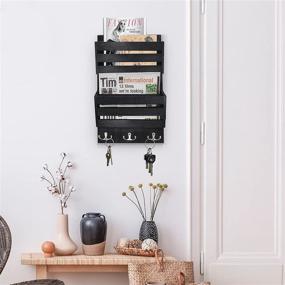 img 2 attached to Unistyle Rustic Mail Organizer Wall Mount: 4 Key 📬 Hooks, Mail Holder, Letter Holder & Key Hanger for Wall