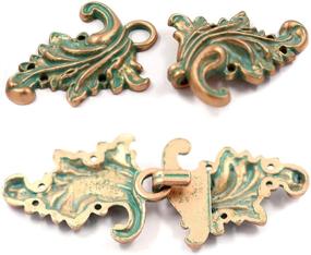 img 2 attached to 🍃 Bezelry Asymmetric Acanthus Leaf Hook and Eye Cloak Clasp Sew On Fasteners Pack of 4 Pairs - 66mm x 28mm - Copper Green Fastened