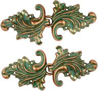 🍃 bezelry asymmetric acanthus leaf hook and eye cloak clasp sew on fasteners pack of 4 pairs - 66mm x 28mm - copper green fastened logo