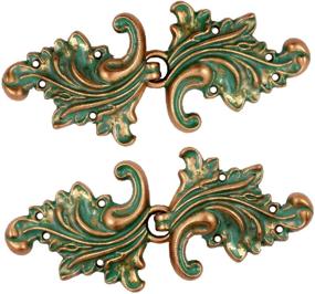 img 4 attached to 🍃 Bezelry Asymmetric Acanthus Leaf Hook and Eye Cloak Clasp Sew On Fasteners Pack of 4 Pairs - 66mm x 28mm - Copper Green Fastened