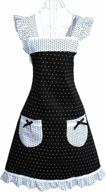 👗 hyzrz women's princess frill lace polka dot kitchen cooking aprons with pockets - cross back design logo