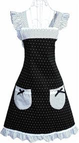 img 1 attached to 👗 Hyzrz Women's Princess Frill Lace Polka Dot Kitchen Cooking Aprons with Pockets - Cross Back Design