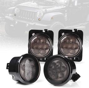 img 4 attached to 🚦 Усилите внешний вид вашего Jeep Wrangler с помощью Xprite дымчатой линзы амберовых LED фонарей передних поворотников и маркерных огней на крыльях (совместимо с 2014-2018 гг. моделями JK и JKU)
