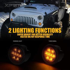 img 1 attached to 🚦 Усилите внешний вид вашего Jeep Wrangler с помощью Xprite дымчатой линзы амберовых LED фонарей передних поворотников и маркерных огней на крыльях (совместимо с 2014-2018 гг. моделями JK и JKU)