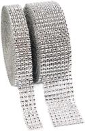 acrylic rhinestone diamond ribbon: 8 row x 10 yard and 4 row x 10 yard, ideal for wedding cakes, birthday decorations, baby shower events, diy crafts - 2 rolls in silver logo