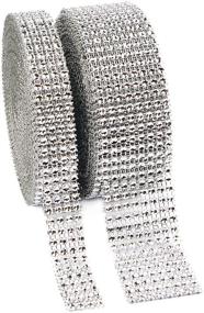 img 4 attached to Acrylic Rhinestone Diamond Ribbon: 8 Row x 10 Yard and 4 Row x 10 Yard, Ideal for Wedding Cakes, Birthday Decorations, Baby Shower Events, DIY Crafts - 2 Rolls in Silver