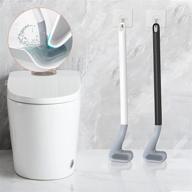 🚽 advanced long handle toilet brush with flexible golf brush head - deep cleaning silicone bowl cleaner for 360° sanitation! wall mounted, no drilling needed. quick drying & space-saving design with sticky hooks - 1pc white logo