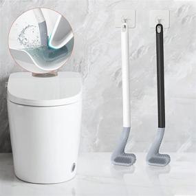 img 4 attached to 🚽 Advanced Long Handle Toilet Brush with Flexible Golf Brush Head - Deep Cleaning Silicone Bowl Cleaner for 360° Sanitation! Wall Mounted, No Drilling Needed. Quick Drying & Space-Saving Design with Sticky Hooks - 1PC White