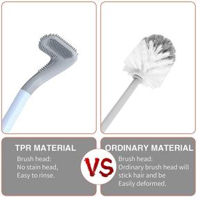 img 2 attached to 🚽 Advanced Long Handle Toilet Brush with Flexible Golf Brush Head - Deep Cleaning Silicone Bowl Cleaner for 360° Sanitation! Wall Mounted, No Drilling Needed. Quick Drying & Space-Saving Design with Sticky Hooks - 1PC White