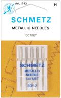 metallic machine needles size 12 pkg logo