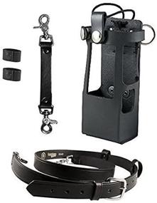 img 3 attached to 🔒 Boston Leather Bundle - Anti-Sway Strap, Firefighter's Radio Strap/Belt, and Radio Holder for Motorola APX 6000XE/8000 (Black)