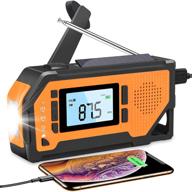 ultimate emergency weather radio: hand crank, solar powered portable survival radio am/fm noaa with lcd display, flashlight, 2000mah battery, phone charger, sos alert, camping can opener logo