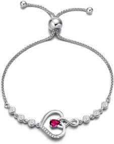 img 4 attached to Sterling Silver Birthstone Bracelet – Perfect Anniversary Jewelry for Girls