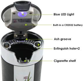 img 3 attached to 🚬 Пепельница для автомобиля Geekercity: портативный бездымный поддон для табака с LED-подсветкой и держателем для стакана с воздушным отверстием (Черный)