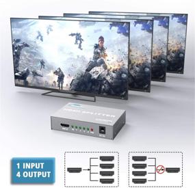 img 3 attached to 🔌 KELIIYO HDMI Splitter - 1 Input 4 Output V1.4b Powered Video Splitter | Supports Ultra HD 1080P 4K@30Hz and 3D Resolutions | Silver Color
