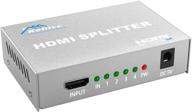 keliiyo hdmi splitter - 1 вход 4 выхода v1.4b подключаемый видеоразветвитель | поддерживает ultra hd 1080p 4k@30hz и 3d-разрешения | цвет: серебро логотип