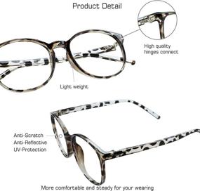 img 3 attached to 👓 Stylish Oval Frame Blue Light Blocking Glasses - Anti Eyestrain, Computer Reading, TV Glasses - Leopard Print, Anti Glare - Unisex Design