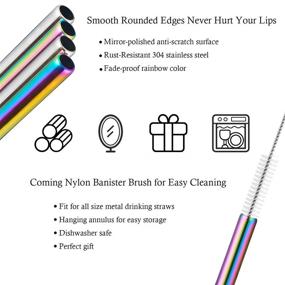 img 2 attached to 🌈 Colorful Rainbow Stainless Steel Straws Set - 16pcs Reusable Metal Straws with Portable Case and Cleaning Brushes for 20, 30 Oz Yeti Tumbler, Smoothies, Bubble Tea - by POLIGO