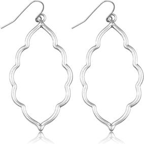 img 4 attached to Bohemian Cut-Out Drop Earrings with Geometric 💃 Designs in Moroccan, Clover, Quatrefoil and Leaf Patterns