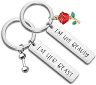 magnify your love with maofaed his beauty her beast couples keychain set - perfect valentine's day gift for boyfriend and girlfriend logo