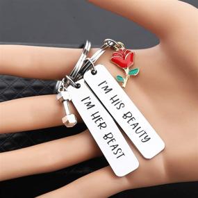 img 2 attached to Magnify Your Love with MAOFAED His Beauty Her Beast Couples Keychain Set - Perfect Valentine's Day Gift for Boyfriend and Girlfriend